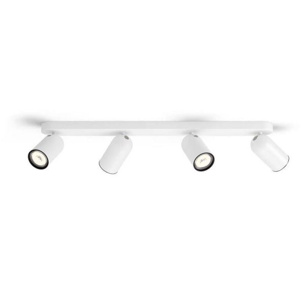 Bande de spots orientables pour plafond/mur à 4 spots PONGEE blanche | LeonLeds