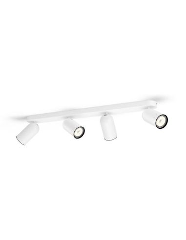 Regleta de 4 Focos Orientables Techo/Pared PONGEE Blanco | LeonLeds