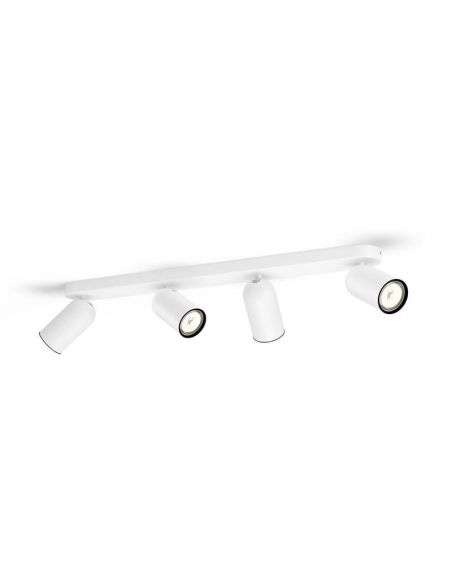 Regleta de 4 Focos Orientables Techo/Pared PONGEE Blanco | LeonLeds