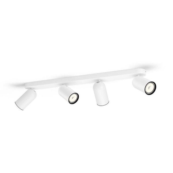 Bande de spots orientables pour plafond/mur à 4 spots PONGEE blanche | LeonLeds