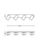Regleta de 4 Focos Orientables Techo/Pared PONGEE Blanco | LeonLeds