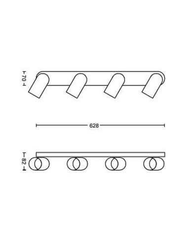Regleta de 4 Focos Orientables Techo/Pared PONGEE Blanco | LeonLeds