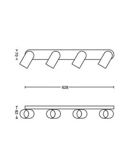 Regleta de 4 Focos Orientables Techo/Pared PONGEE Blanco | LeonLeds