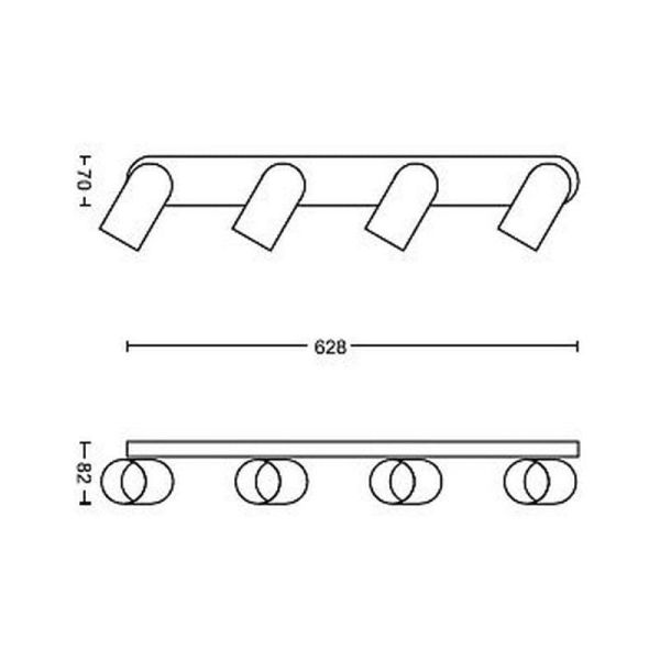 Bande de spots orientables pour plafond/mur à 4 spots PONGEE blanche | LeonLeds