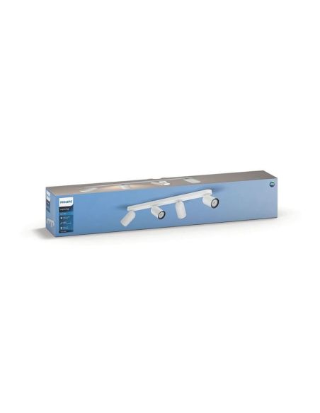 Regleta de 4 Focos Orientables Techo/Pared PONGEE Blanco | LeonLeds