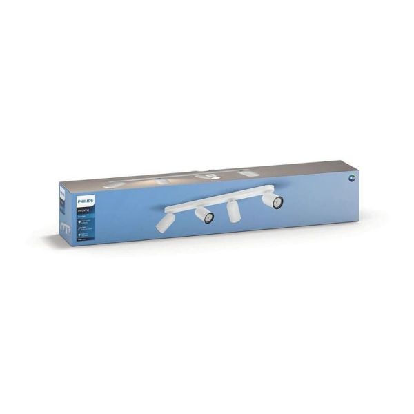 Regleta de 4 Focos Orientables Techo/Pared PONGEE Blanco | LeonLeds