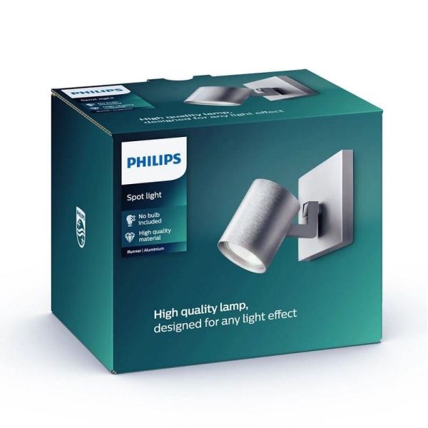 RUNNER Spot Orientable Couleur Aluminium Plafond/Ampoule Murale | LéonLeds