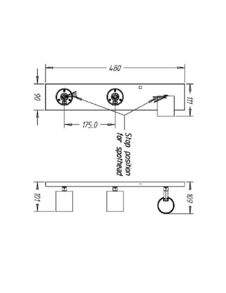 Regleta de 3 Focos Orientables RUNNER Aluminio Techo/Pared | LeonLeds
