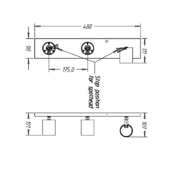 Barrette de 3 Spots Orientables RUNNER Aluminium Plafond/Mur | LéonLeds