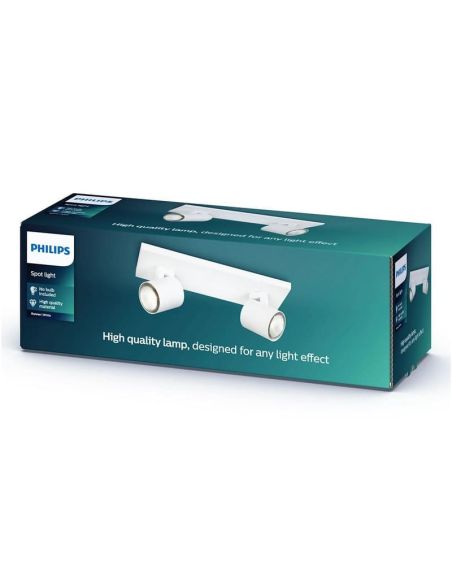 Regleta 2 Focos Orientables RUNNER Blanco Techo/Pared | LeonLeds