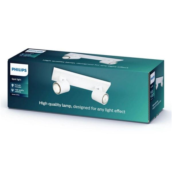 Regleta 2 Focos Orientables RUNNER Blanco Techo/Pared | LeonLeds