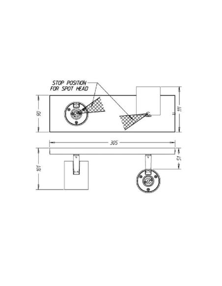 Regleta 2 Focos Orientables RUNNER Blanco Techo/Pared | LeonLeds