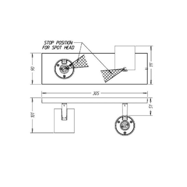 Regleta 2 Focos Orientables RUNNER Blanco Techo/Pared | LeonLeds