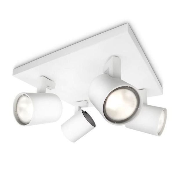 Regleta 4 Focos cabezales Orientables Techo/Pared RUNNER Blanco | LeonLeds