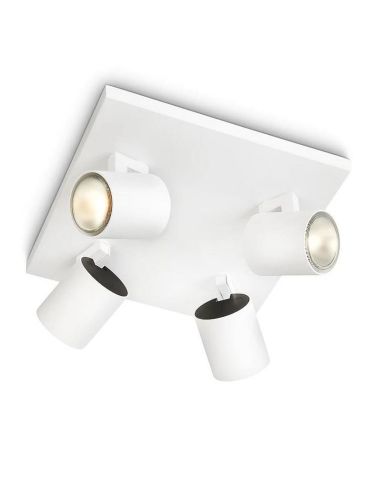 Regleta 4 Focos cabezales Orientables Techo/Pared RUNNER Blanco | LeonLeds