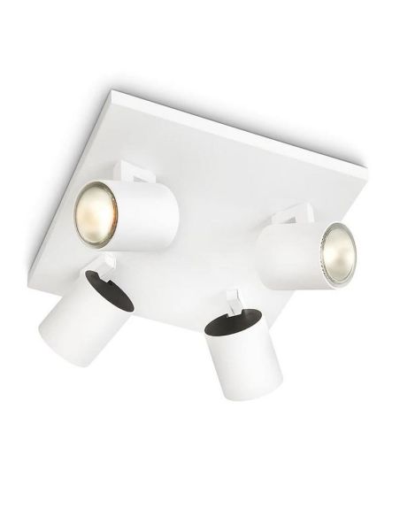 Regleta 4 Focos cabezales Orientables Techo/Pared RUNNER Blanco | LeonLeds