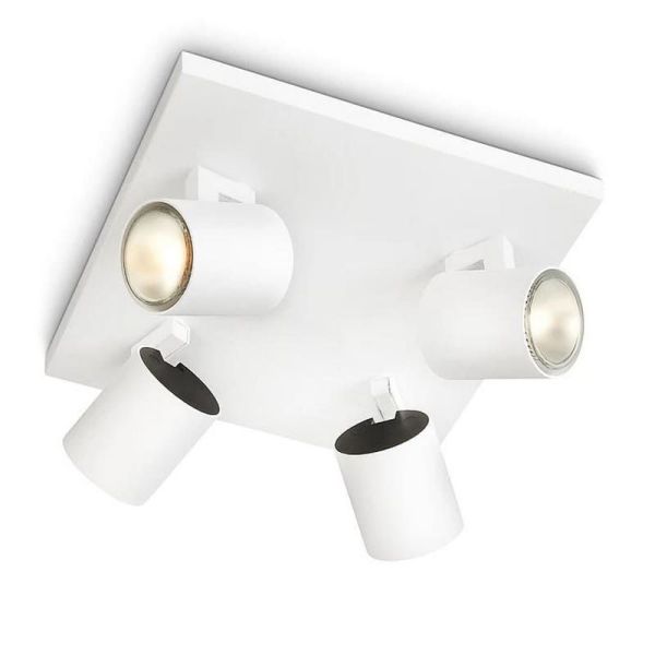 Regleta 4 Focos cabezales Orientables Techo/Pared RUNNER Blanco | LeonLeds