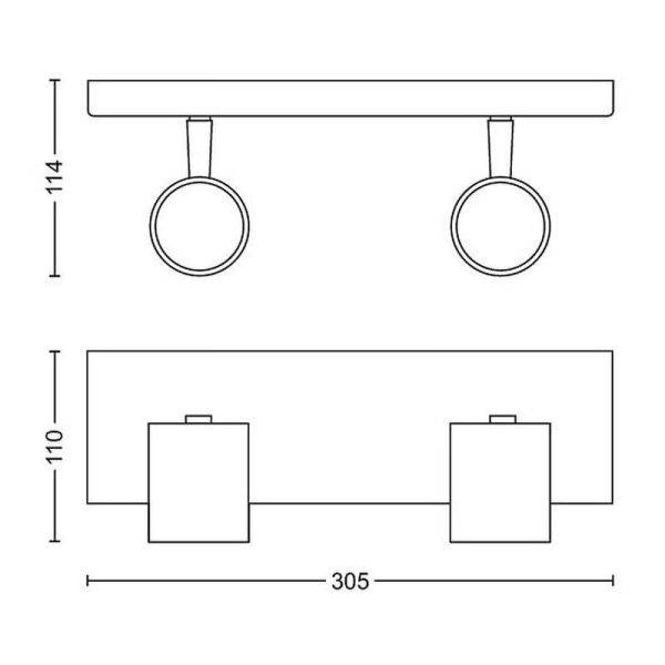 Regleta 2 Focos Orientables RUNNER Negro Techo/Pared | LeonLeds