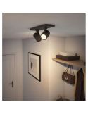 Regleta 2 Focos Orientables RUNNER Negro Techo/Pared | LeonLeds
