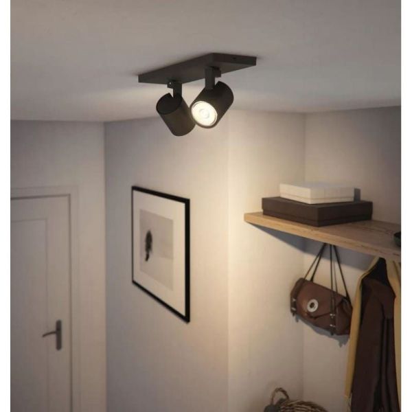 Regleta 2 Focos Orientables RUNNER Negro Techo/Pared | LeonLeds