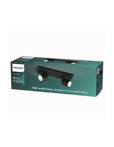 Regleta 2 Focos Orientables RUNNER Negro Techo/Pared | LeonLeds