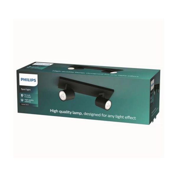 Regleta 2 Focos Orientables RUNNER Negro Techo/Pared | LeonLeds