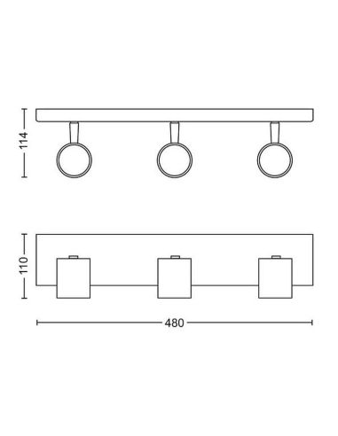 Tira 3 Focos Ajustáveis RUNNER Preto para Teto/Parede | LeonLeds