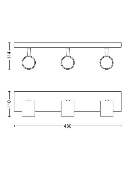 Regleta 3 Focos Orientables RUNNER Negro para Techo/Pared | LeonLeds