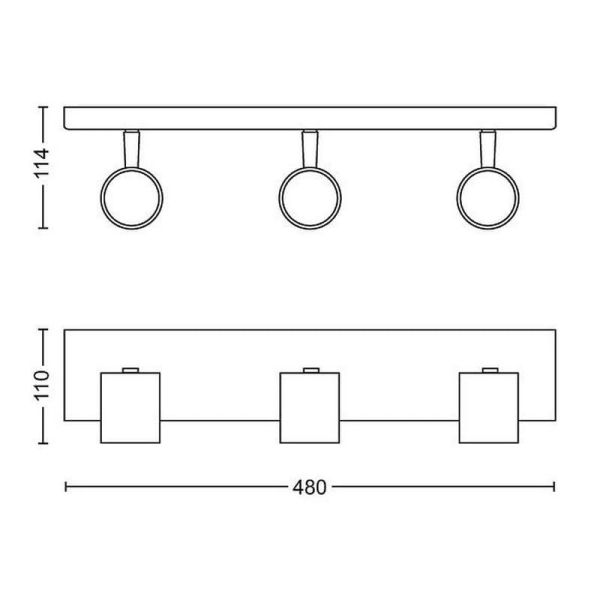 Tira 3 Focos Ajustáveis RUNNER Preto para Teto/Parede | LeonLeds