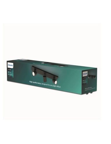 Regleta 3 Focos Orientables RUNNER Negro para Techo/Pared | LeonLeds