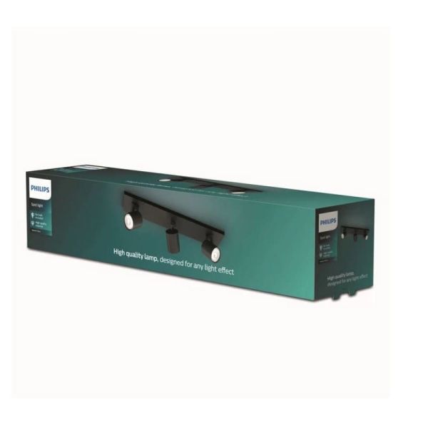 Regleta 3 Focos Orientables RUNNER Negro para Techo/Pared | LeonLeds