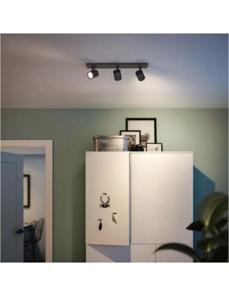 Regleta 3 Focos Orientables RUNNER Negro para Techo/Pared | LeonLeds