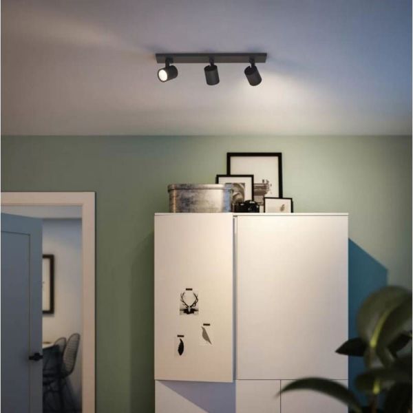 Regleta 3 Focos Orientables RUNNER Negro para Techo/Pared | LeonLeds