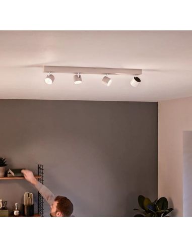 Regleta de 4 Focos LED Regulables STAR Blanco Orientables | LeonLeds