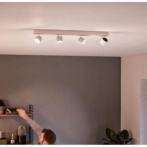 Regleta de 4 Focos LED Regulables STAR Blanco Orientables | LeonLeds