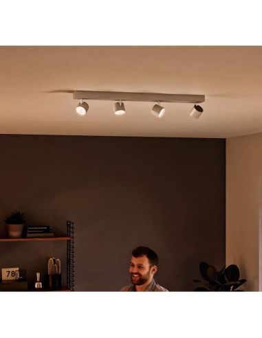 Regleta de 4 Focos LED Regulables STAR Blanco Orientables | LeonLeds