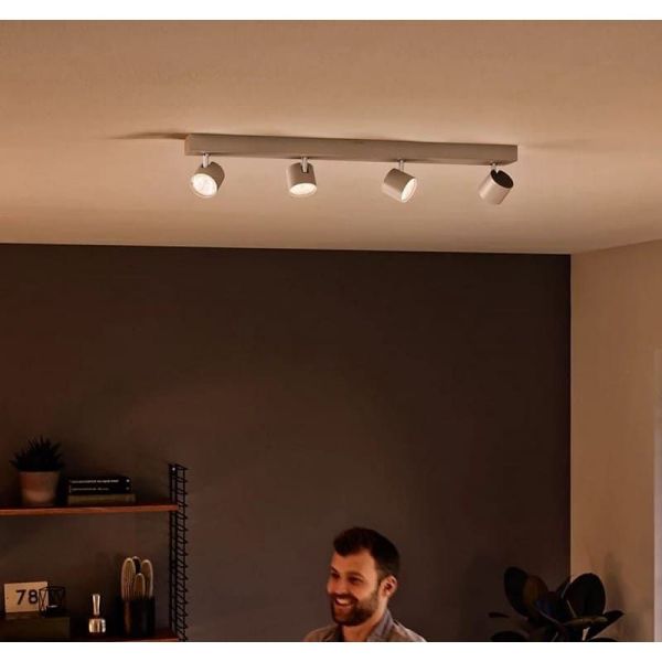 Regleta de 4 Focos LED Regulables STAR Blanco Orientables | LeonLeds