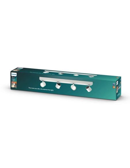 Regleta de 4 Focos LED Regulables STAR Blanco Orientables | LeonLeds