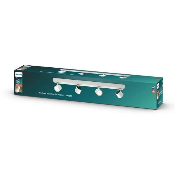 Regleta de 4 Focos LED Regulables STAR Blanco Orientables | LeonLeds