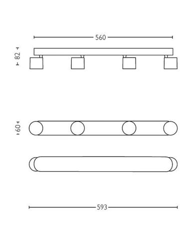 Regleta de 4 Focos LED Regulables STAR Blanco Orientables | LeonLeds