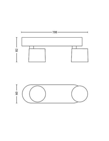 STAR Bande LED avec 2 Spots Orientables Blanc Plafond/Mur IP20 | LéonLeds