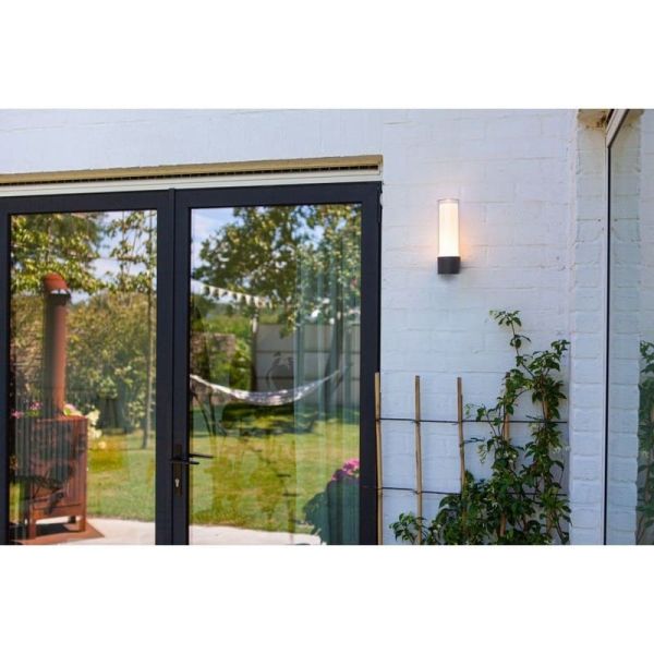 Aplique tubo LED exterior DROPA antracita con control de voz 2700-6500K +RGB IP44 -LUTEC Connect-