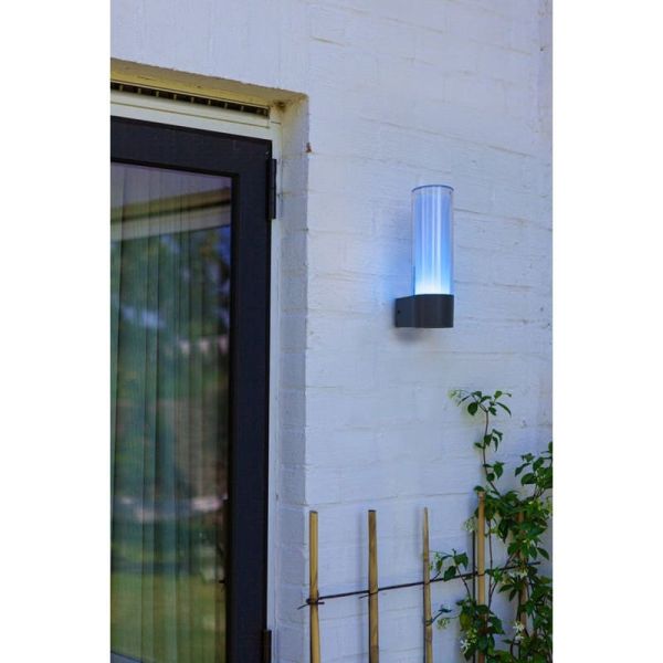 Aplique tubo LED exterior DROPA antracita con control de voz 2700-6500K +RGB IP44 -LUTEC Connect-