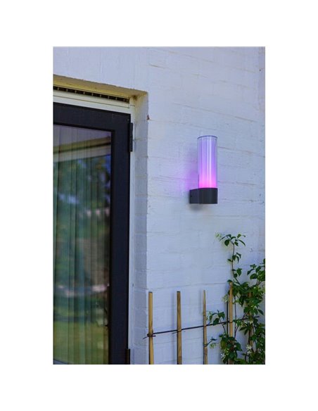 Aplique tubo LED exterior DROPA antracita con control de voz 2700-6500K +RGB IP44 -LUTEC Connect-