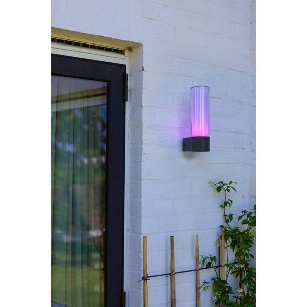 Aplique tubo LED exterior DROPA antracita con control de voz 2700-6500K +RGB IP44 -LUTEC Connect-