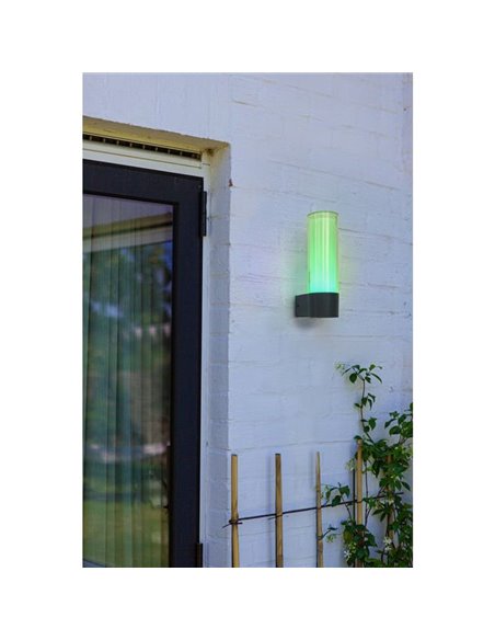 Applique murale extérieure tube LED DROPA anthracite avec commande vocale 2700-6500K +RGB IP44 -LUTEC Connect-