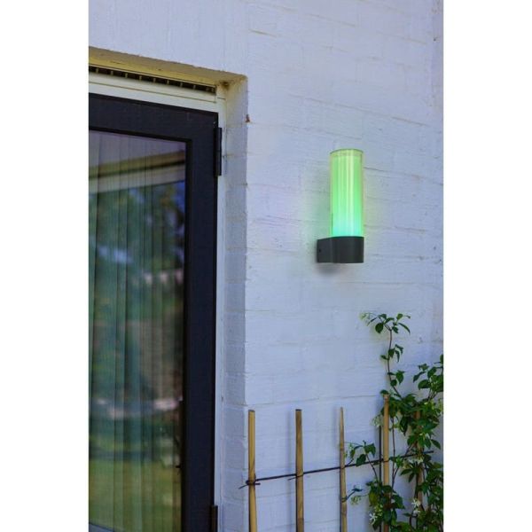 Aplique tubular LED antracite para exterior DROPA com controle de voz 2700-6500K +RGB IP44 -LUTEC Connect-