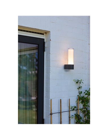 Applique murale extérieure tube LED DROPA anthracite avec commande vocale 2700-6500K +RGB IP44 -LUTEC Connect-