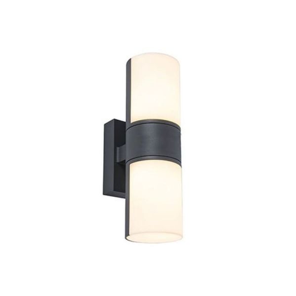 Aplique tubular LED exterior CYRA antracita con cabezales que rotan 350º 3000K