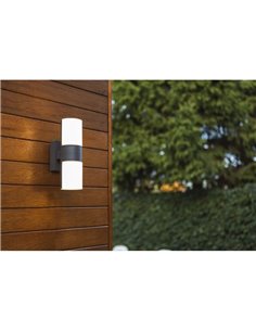 Aplique tubular LED exterior CYRA antracita con cabezales que rotan 350º 3000K 2